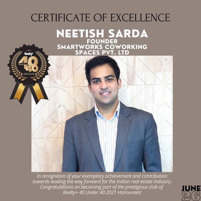 Neetish Sarda has been awarded for his exemplary achievement and contribution to the real estate sector at the Realty+ 40 under 40 Awards 202